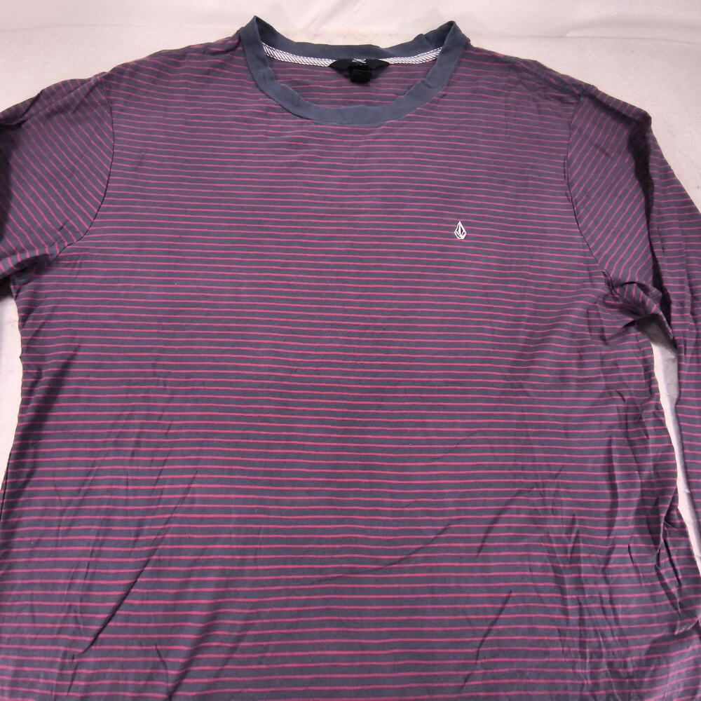 Volcom Casual Crew Neck Long Sleeve T Shirt Mens Size Extra Large XL Blue Red